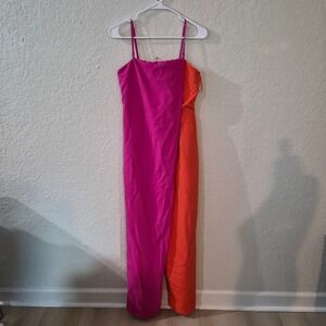 Strut & Bolt Colorblock Wide Leg Jumpsuit S Pink Orange Resort Vacation Party